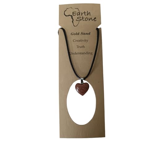 Earth Stone Collection - Heart Crystal Stone Necklace (Gold Sand)
