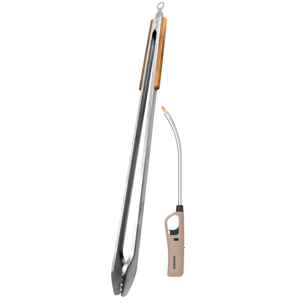 Extra Long 80cm Braai Tong And Brown Extra Long Flexible Braai lighter