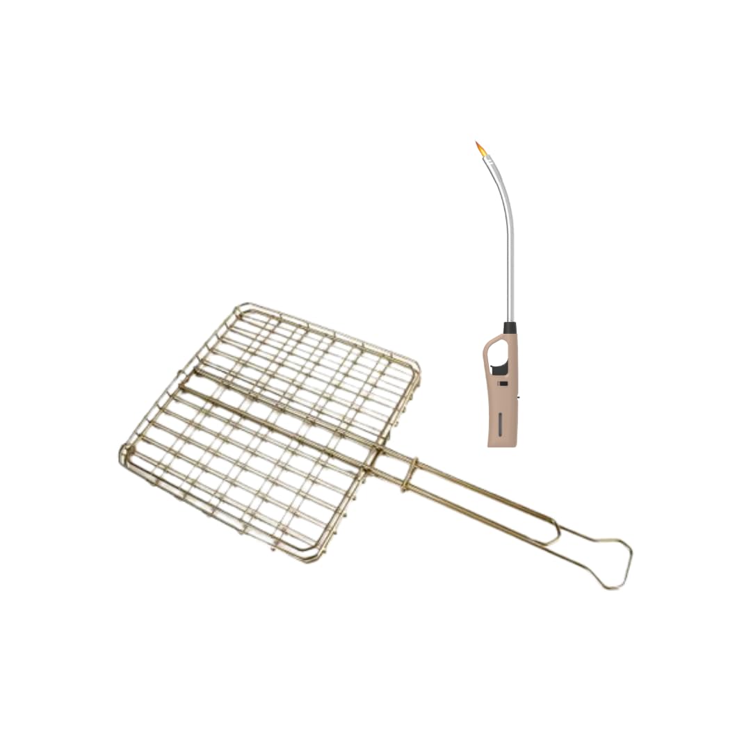 Small Box Braai Grid And Flexible Extra Length Braai Lighter (Brown)