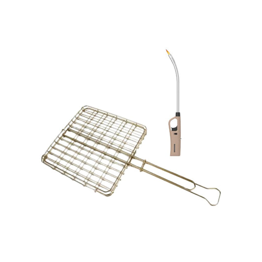 Small Box Braai Grid And Flexible Extra Length Braai Lighter (Brown)