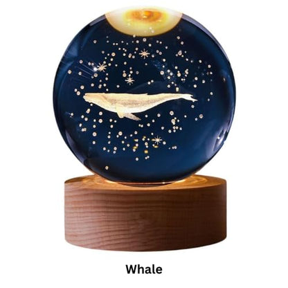 Crystal Ball Lamp with 3D Engraving and Luminous Base - 4 Pack (Unicorn, Jellyfish, Whale, Galaxy)