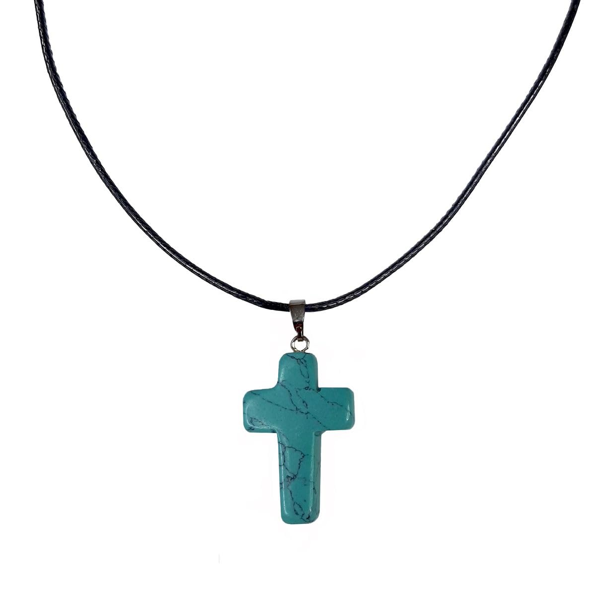 Earth Stone Collection - Cross Stone Necklace (Turquoise)