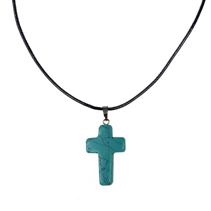 Earth Stone Collection - Cross Stone Necklace (Turquoise)