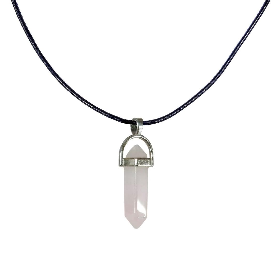 Earth Stone Collection - Bullet Crystal Stone Necklace (Rose Quartz)