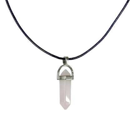 Earth Stone Collection - Bullet Crystal Stone Necklace (Rose Quartz)