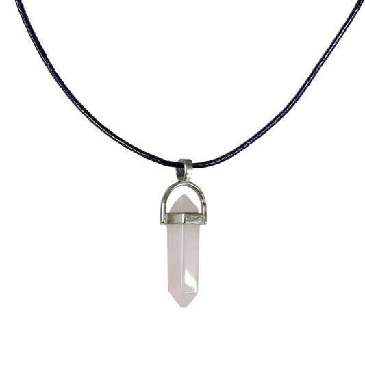 Earth Stone Collection - Bullet Crystal Stone Necklace (Rose Quartz)