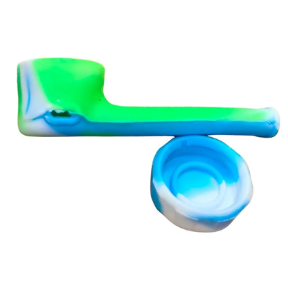 Mini Silicone Pipe With Lid - 2 Pack - Blue
