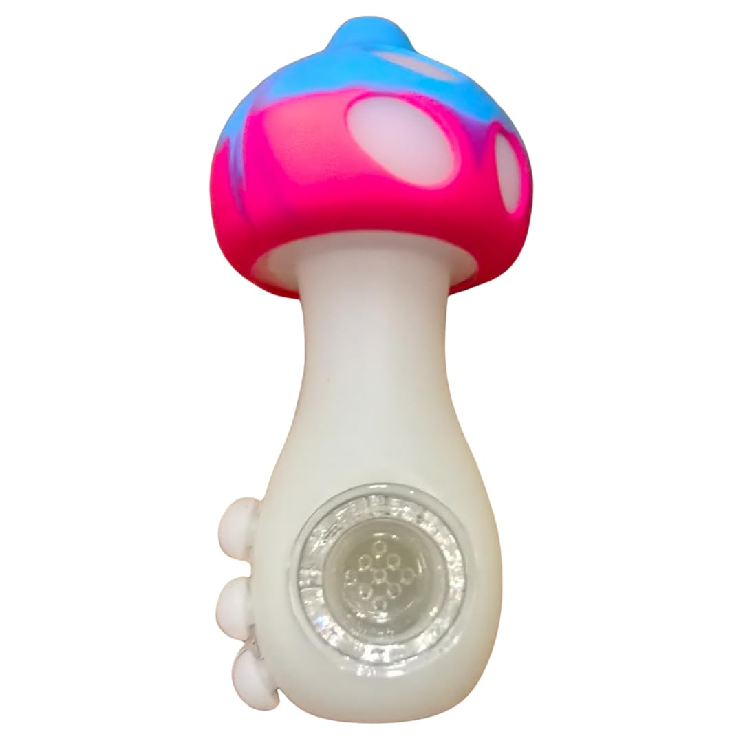 Silicone Rasta Pipe - Glow-In-The-Dark Mushroom (Pink)