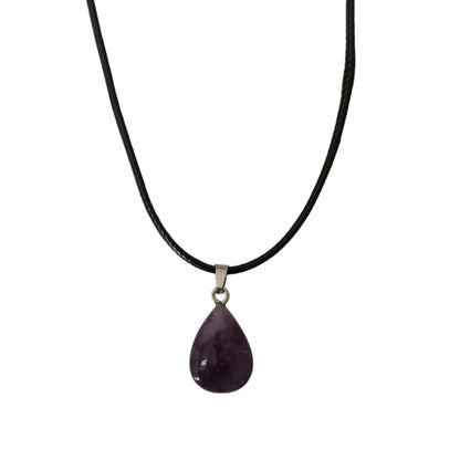 Earth Stone Collection - Teardrop Crystal Stone Necklace (Amethyst)