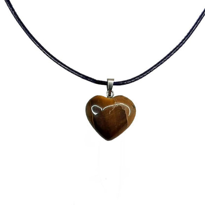 Earth Stone Collection - Heart Crystal Stone Necklace (Tigers Eye)