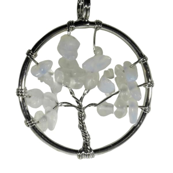 Earth Stone Collection - Round Tree Of Life Stone Necklace (Opal)