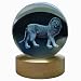 Crystal Ball Lamp with 3D Engraving and Luminous Base - Lion