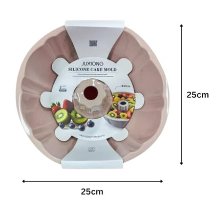 Silicone Ring Cake Mold - Fluted Tube - 25x25cm (Pink)