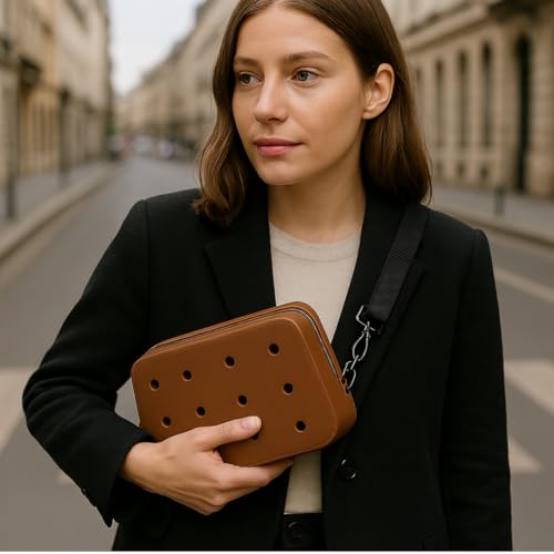 Nana EVA Croc Shoulder Bag & Coco EVA Croc Crossbody Bag Combo Set (Brown)