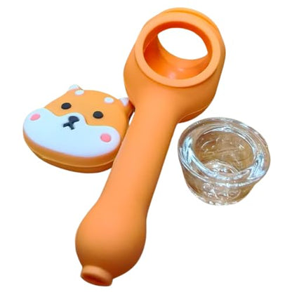 Silicone Rasta Spoon Pipe - Cartoon Faces (Orange)