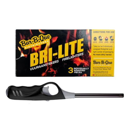 Medium Braai Lighter And 3 Piece Individually Wrapped Fire Lighter Combo (Black)