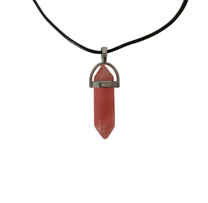 Earth Stone Collection - Bullet Crystal Stone Necklace (Cherry Quartz)
