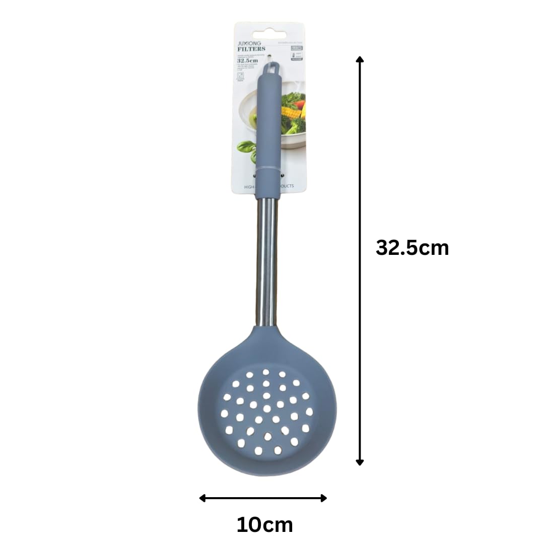 Silicone Slotted Ladle - 32.5x10cm (Grey)
