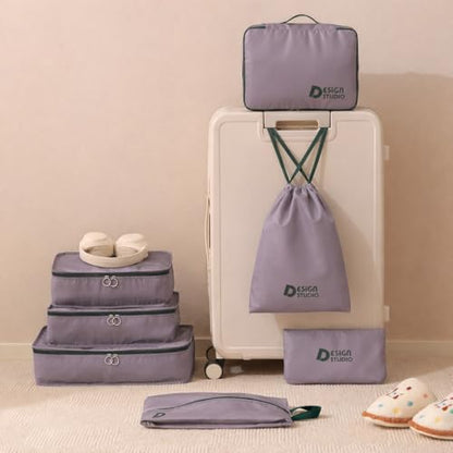 7‑Piece Travel Packing Organizer Set (Purple)