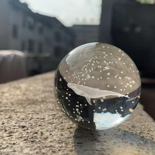 Crystal Ball Lamp with 3D Engraving and Luminous Base - 2 Pack (Whale)