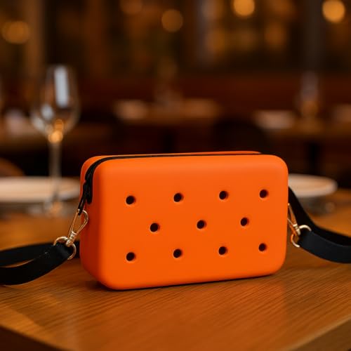 Coco EVA Croc Crossbody Bag – Lightweight Waterproof Shoulder Bag (Orange)