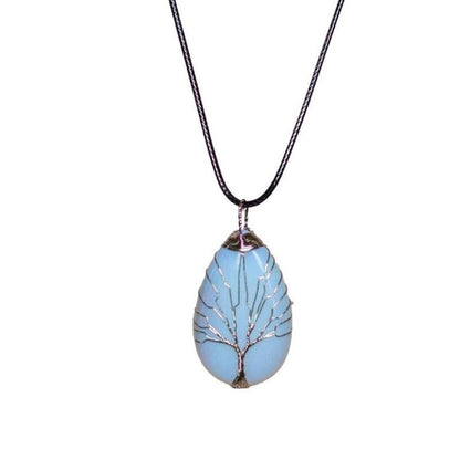 Earth Stone Collection - Wire Tree Of Life - Stone Necklace (Opal)
