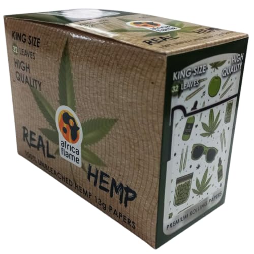 Africa Flame 100% Hemp Rolling Paper - 50 Booklets - White