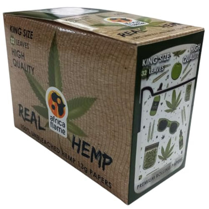Africa Flame 100% Hemp Rolling Paper - 50 Booklets - White