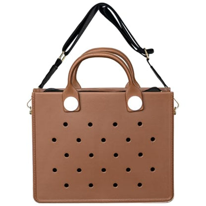 Nana EVA Croc Bag with Shoulder Strap – Lightweight Waterproof Tote Handbag (Brown)