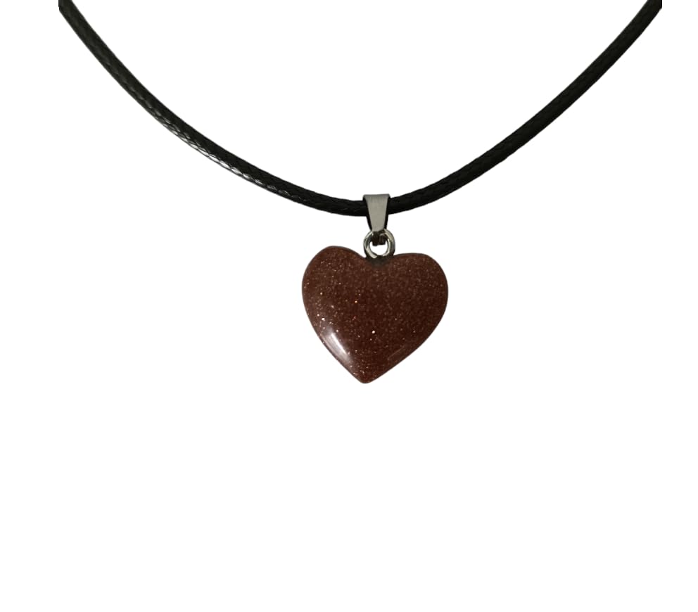 Earth Stone Collection - Heart Crystal Stone Necklace (Gold Sand)