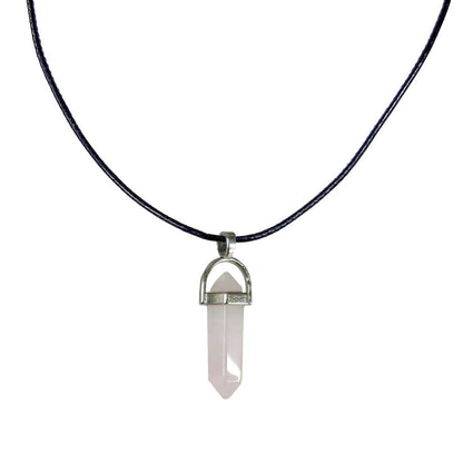 Earth Stone Collection - Bullet Crystal Stone Necklace (Rose Quartz)