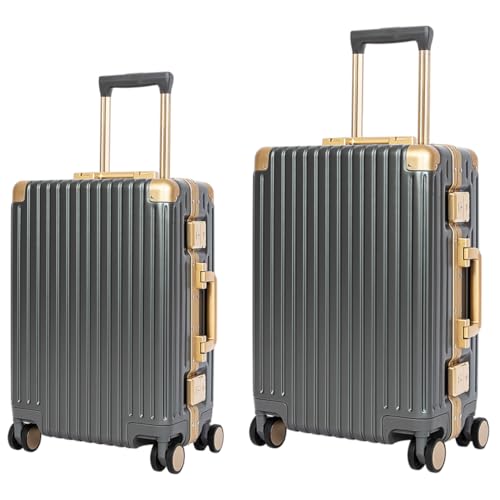 Classic Aluminum Frame Travel Suitcase - 20" + 26" - Grey