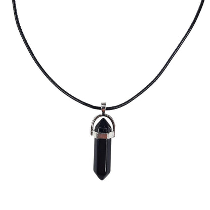 Earth Stone Collection - Bullet Crystal Stone Necklace (Onyx)