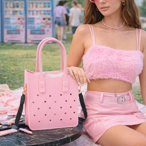 EVA Croc Tote Bag with Adjustable Strap – Ztylish (Pink)