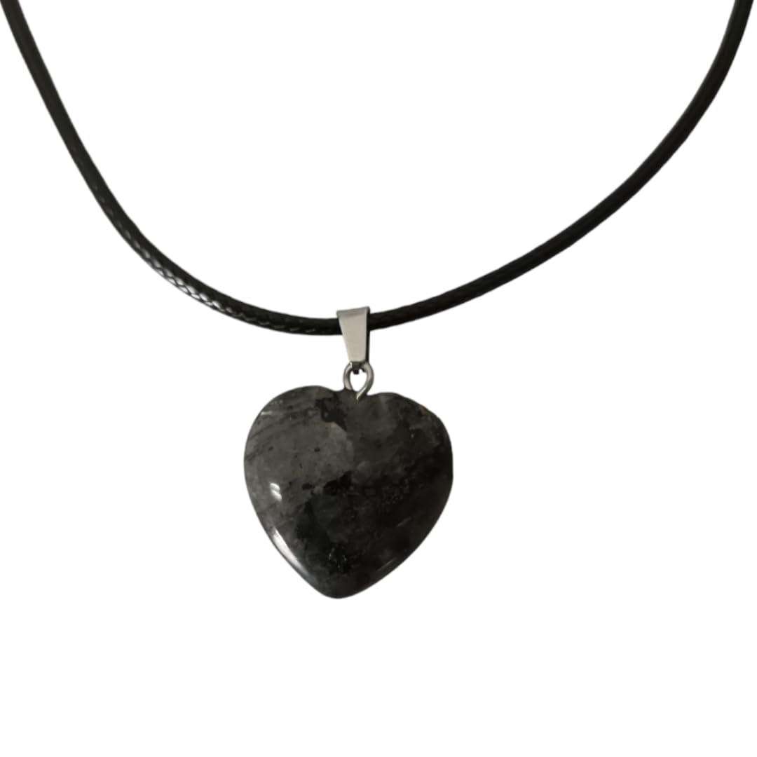 Earth Stone Collection - Heart Crystal Stone Necklace (Labradorite)