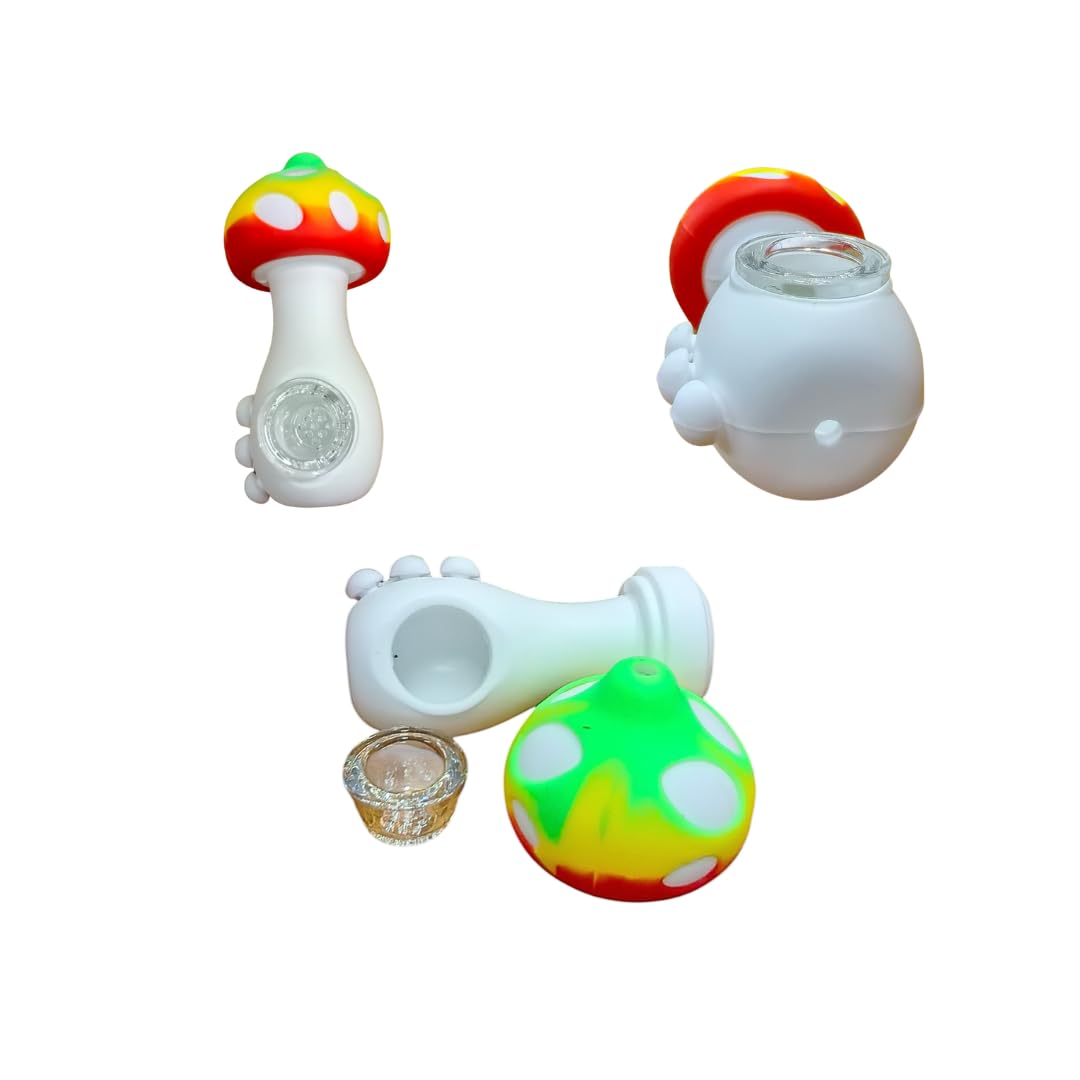 Silicone Rasta Pipe - Mushroom - 15 Pack