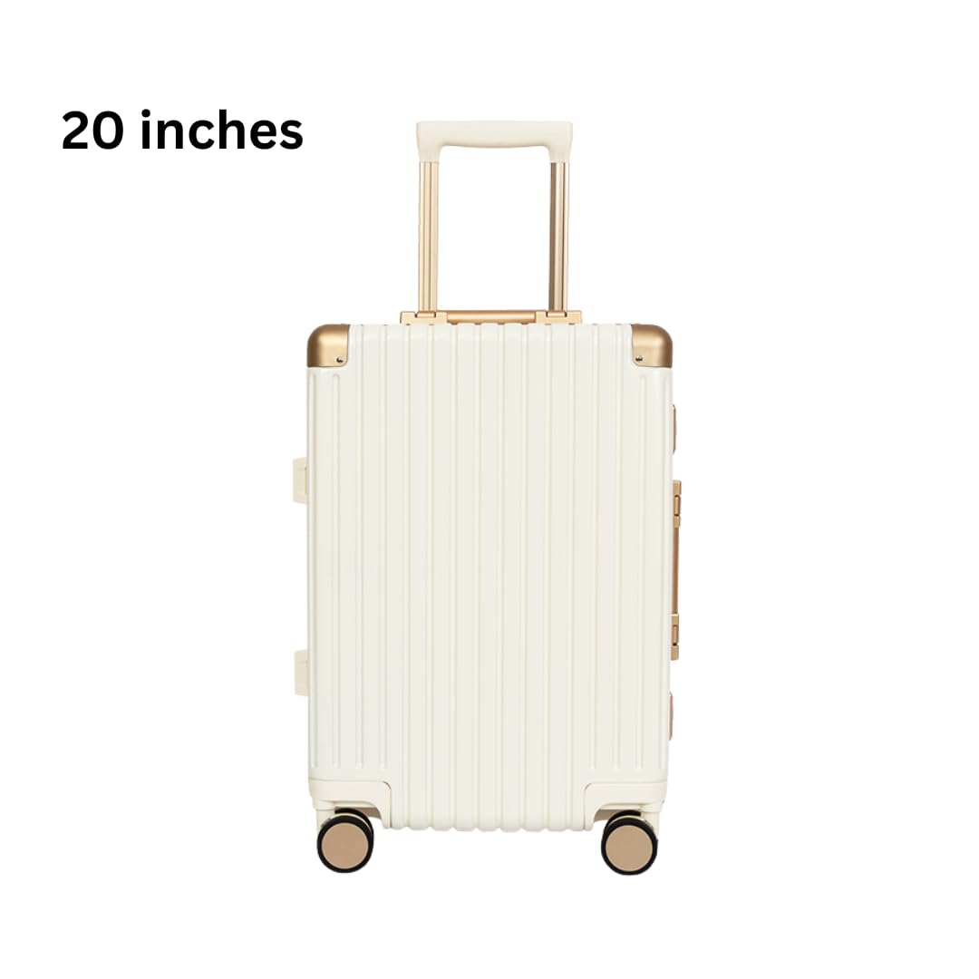 Classic Aluminum Frame Travel Suitcase - 20" + 26" - White