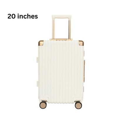 Classic Aluminum Frame Travel Suitcase - 20" + 26" - White