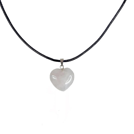 Earth Stone Collection - Heart Crystal Stone Necklace (Rose Quartz)
