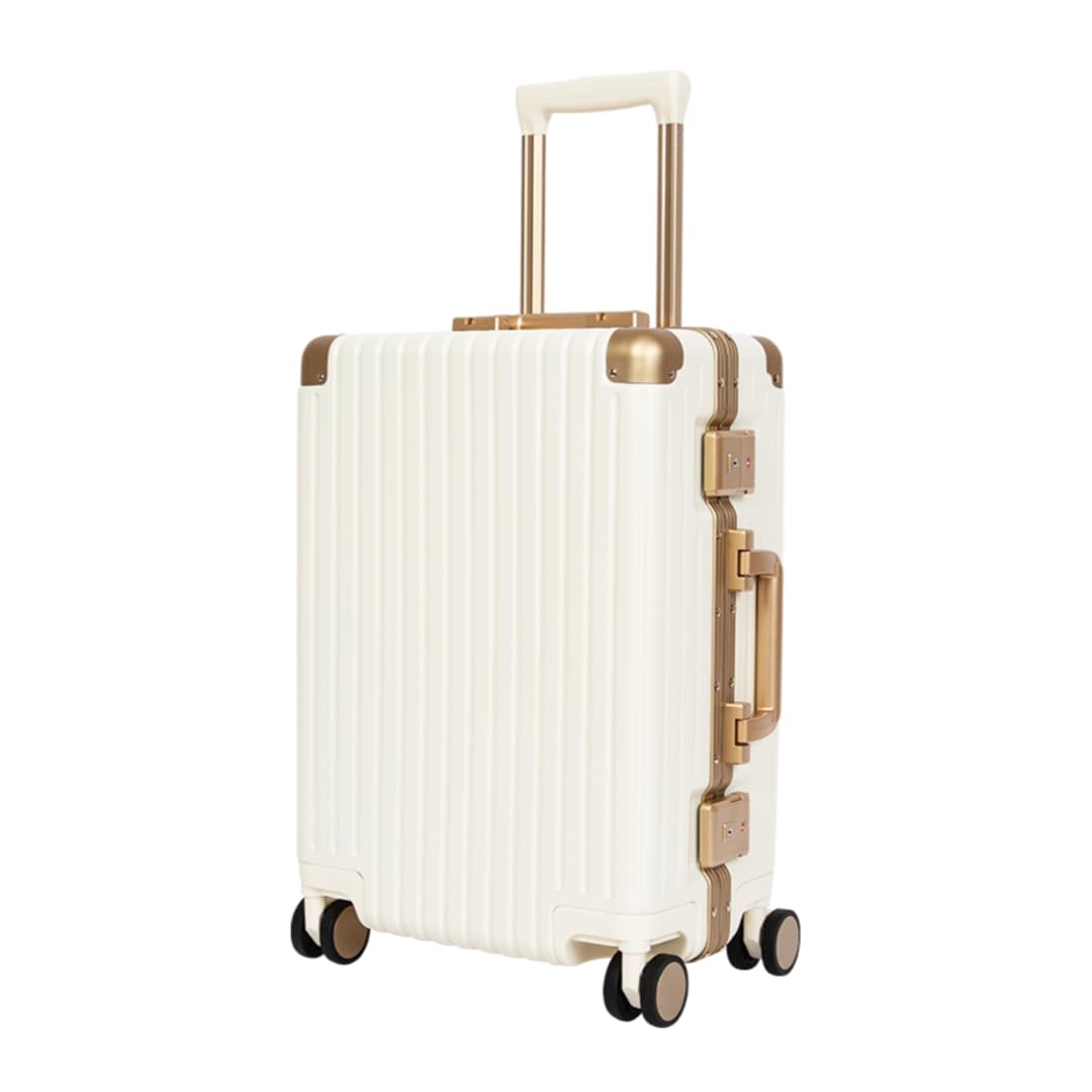 Classic Aluminum Frame Travel Suitcase - 26 inch - White