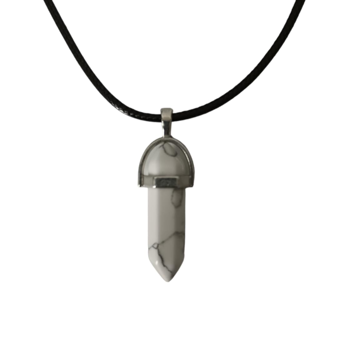 Earth Stone Collection - Bullet Crystal Stone Necklace (White Turquoise)