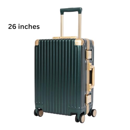 Classic Aluminum Frame Travel Suitcase - 20" + 26" - Green