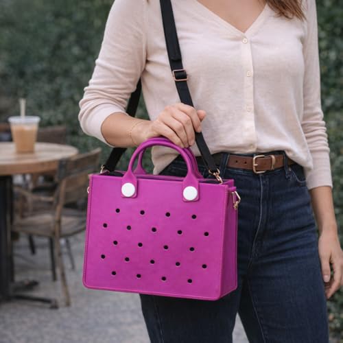 Nana EVA Croc Shoulder Bag & Coco EVA Croc Crossbody Bag Combo Set (Purple)