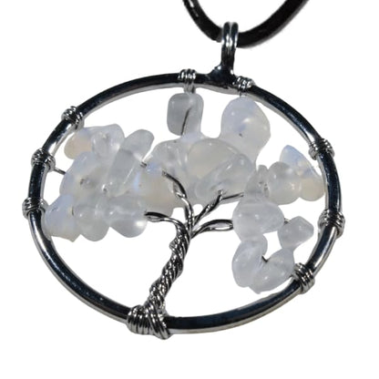 Earth Stone Collection - Round Tree Of Life Stone Necklace (Opal)