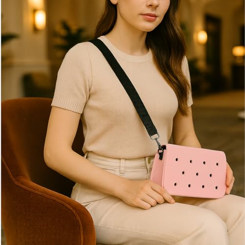 Coco EVA Croc Crossbody Bag – Lightweight Waterproof Shoulder Bag (Pink)