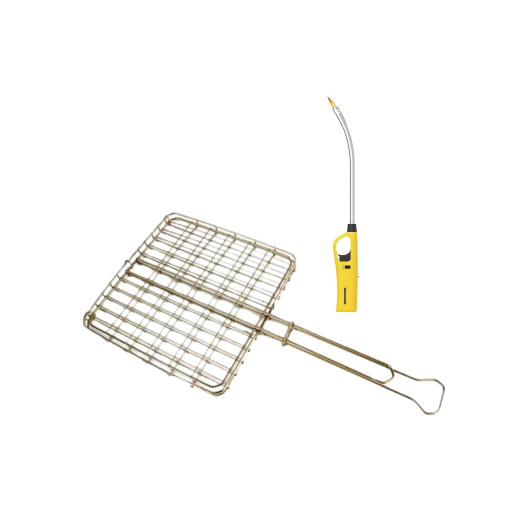 Small Box Braai Grid And Flexible Extra Length Braai Lighter (Yellow)