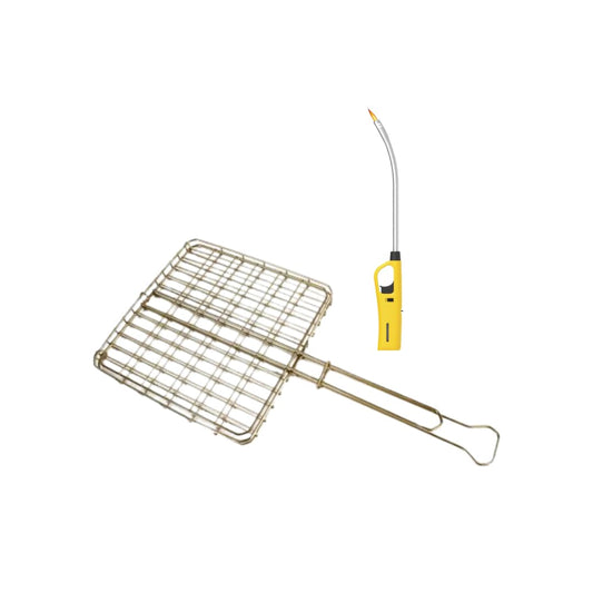 Small Box Braai Grid And Flexible Extra Length Braai Lighter (Yellow)