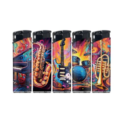 Electronic N2 Refillable Lighters – Music Design Assortment, Pack of 50