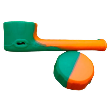 Mini Silicone Pipe With Lid - 2 Pack - Orange