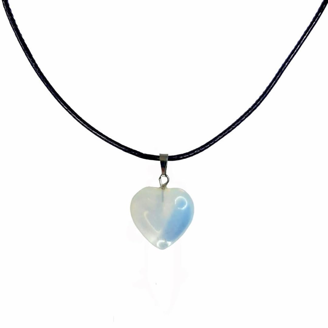 Earth Stone Collection - Heart Crystal Stone Necklace (Opal)